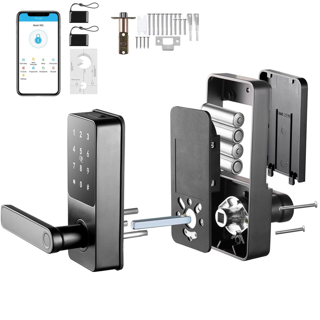 Smart Lock, 5-in-1 Smart Door Knob, Fingerprint Deadbolt with App Control, Bluetooth Smart Lock, Keyless Entry Door Lock with Handle, Biometric Door Lock, Keypad Digital Door Lock for Front Door