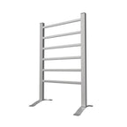 Electric Heated Towel Rack for Bathroom, Silver Color Wall Mounted OR Freestanding Towel Warmer, 6 Stainless Steel Bars Drying Rack