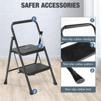 Household portable 3-layer step ladder, with safety buckle stable and safe
