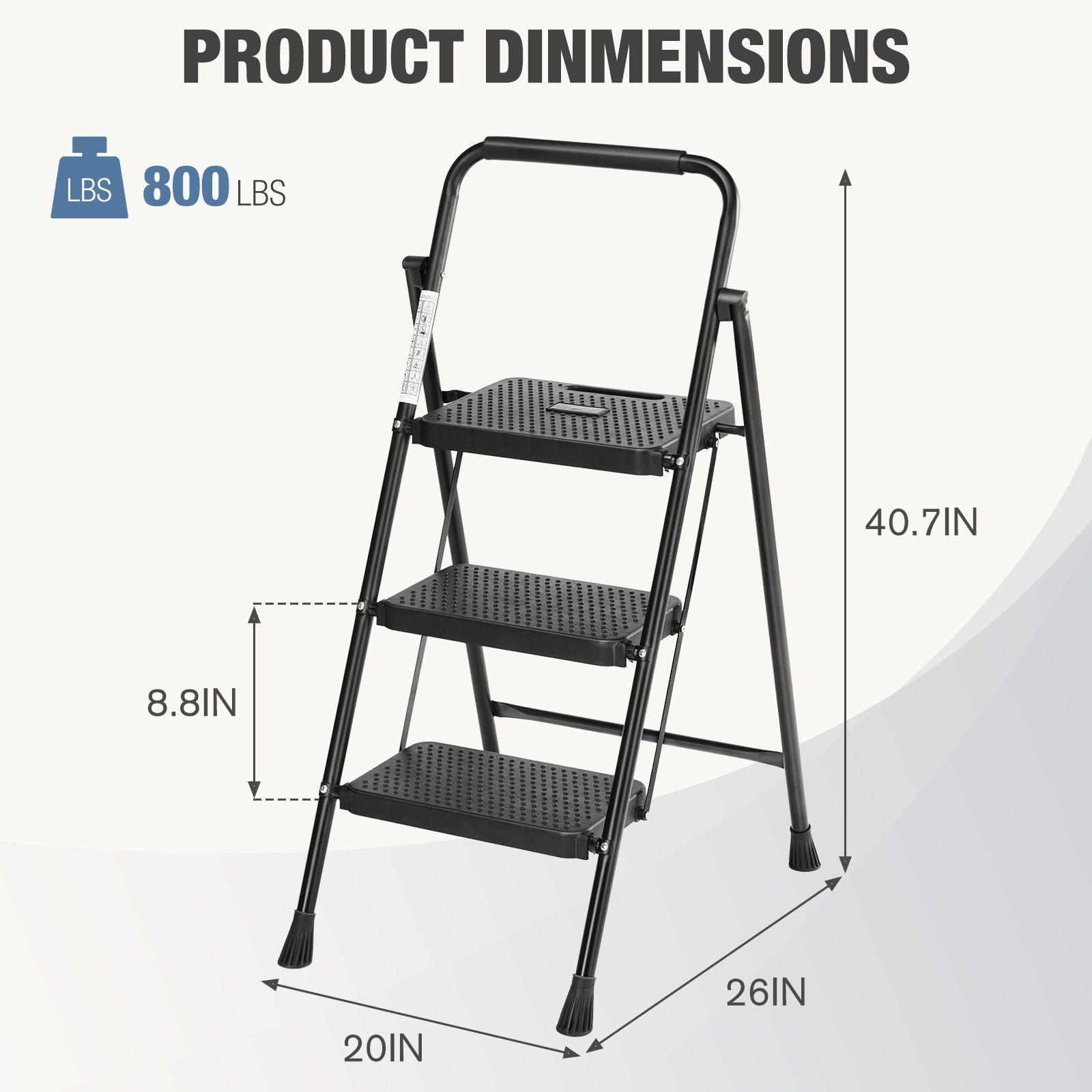 Household portable 3-layer step ladder, with safety buckle stable and safe
