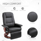 Living Room Relaxation: Black Faux Leather Swivel Recliner with Adjustable Footrest