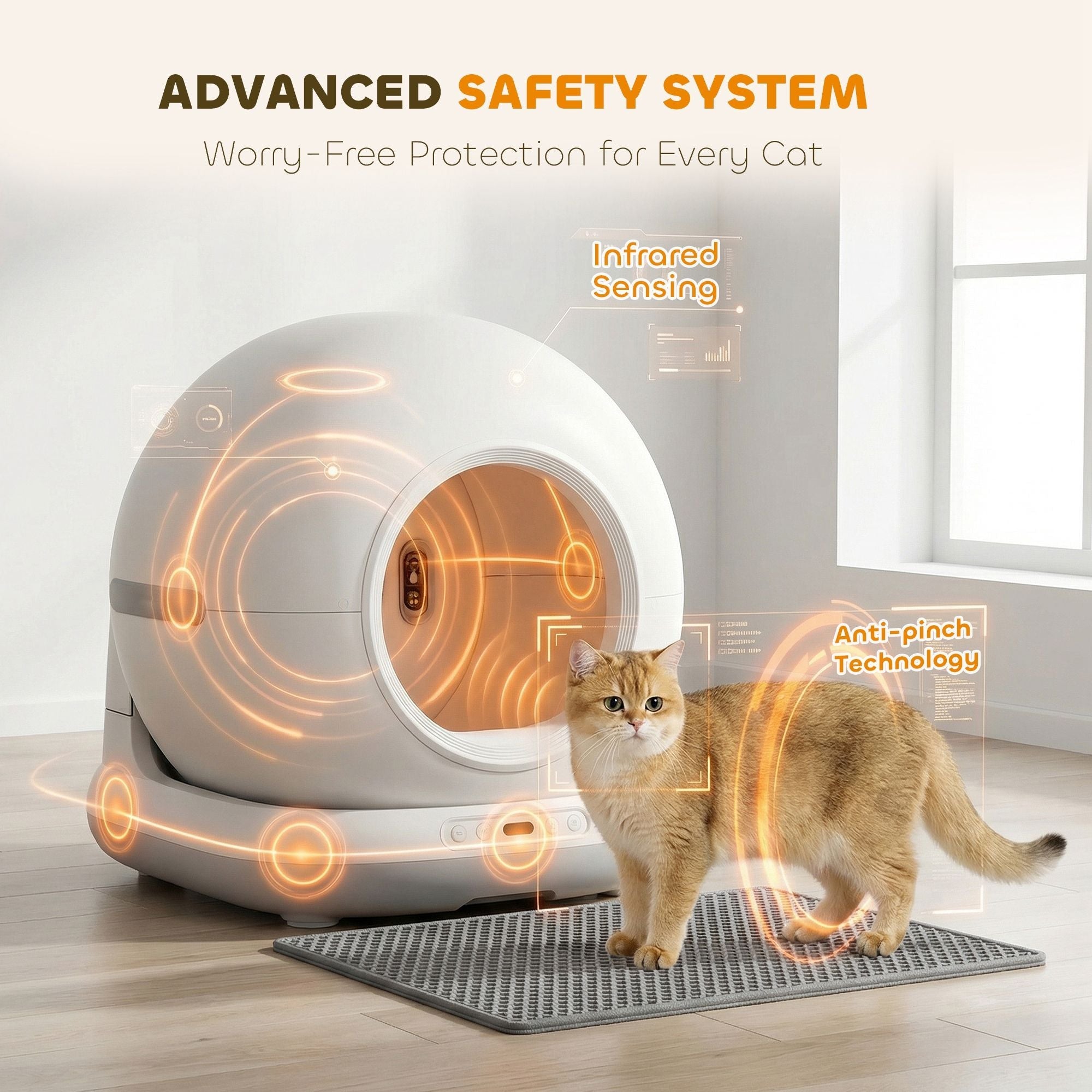 72L Automatic Litter Box, Self Cleaning Litter Box, App Control, Odor & Noise Control, Safety Sensors, Deodorant Gel