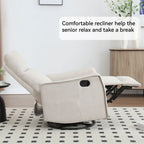 Heat Massage Manual Recliner Chair with Rocker and Swivel in Fabric for Living Room, Beige