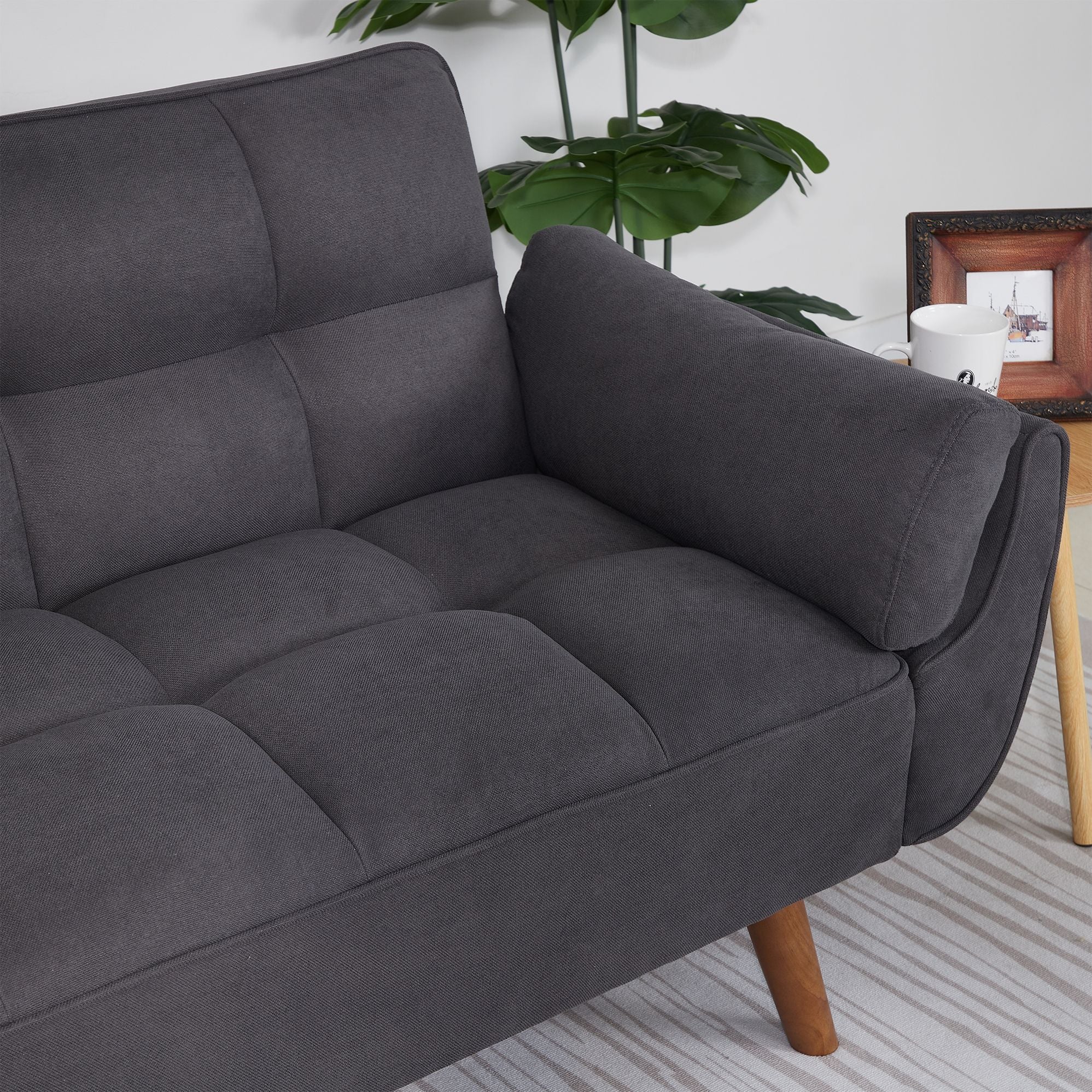 75" Flared Arm Convertible Sleeper Sofa-Dark Gray