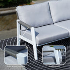 7-Piece Patio Aluminum Sofa Set with Rectangular Firepit Table & Side Table