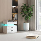 2 Set Nightstand with Adjustable LED Strip Light, 2-drawers, Large Storage Space, Suitable for Bedside Table, Coffee Table, Sofa Side Table or End Table for Study Desk