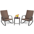 3 Pieces Patio Rattan Rocking Furniture Set