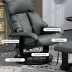 Faux Leather Swivel Massage Recliner with Ottoman, Remote, Side Pocket for Relaxation | Living Room Essentials