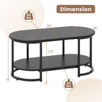 Marble Coffee Table with Open Storage Shelf