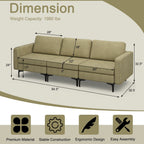 Convertible Sofa Couch with Magazine Pockets 3-Seat with 2 USB Port