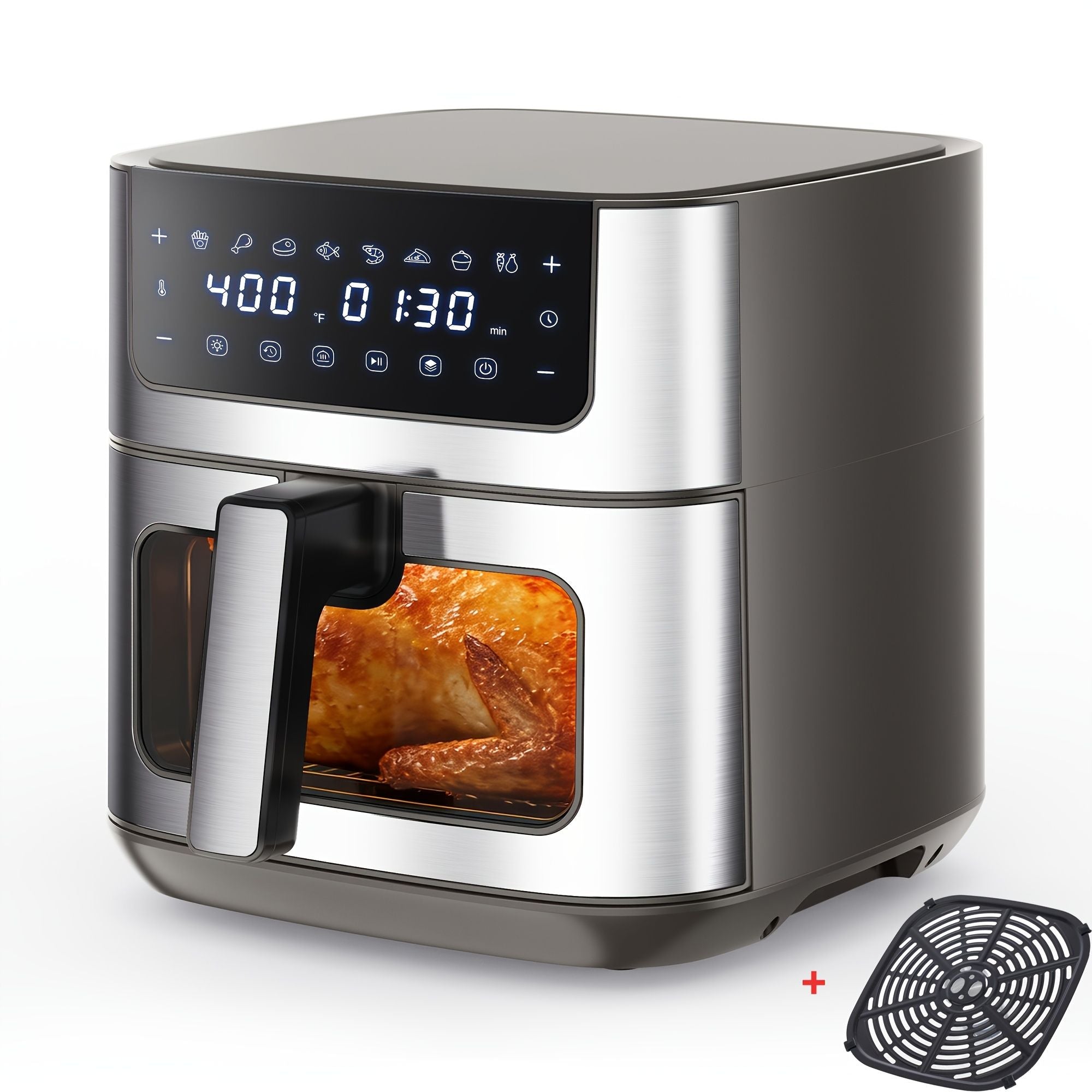 6.34QT Multi-Function Air Fryer with Ceramic Coating Suitable for Roast, Bake, Broil, Dehydrate, Reheat & Keep Warm, Digital Temperature (90°F-450°F), Easy-Clean Cooker for, -Type Plug ( Plug)