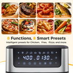 6.34QT Multi-Function Air Fryer with Ceramic Coating Suitable for Roast, Bake, Broil, Dehydrate, Reheat & Keep Warm, Digital Temperature (90°F-450°F), Easy-Clean Cooker for, -Type Plug ( Plug)