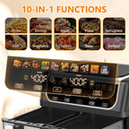 9.5 Quart Large Dual Basket Air Fryer with Double Basket, Independent Temp Control & Sync Mode, 10 Presets (Bake/Broil/Defrost/Dehydrate), Shake Reminder System, Compatible for Plug for Appliance