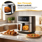 6.34QT Multi-Function Air Fryer with Ceramic Coating Suitable for Roast, Bake, Broil, Dehydrate, Reheat & Keep Warm, Digital Temperature (90°F-450°F), Easy-Clean Cooker for, -Type Plug ( Plug)