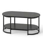 Marble Coffee Table with Open Storage Shelf