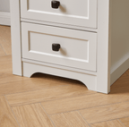 Farmhouse Side Table with Charging Station, Antique Nightstands with Drawers, Bedside Table with Open Shelf for Bedroom