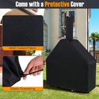 Outdoor Pizza Oven with Protective Cover and Grill Racks and Built-in Thermometer