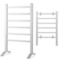 Electric Heated Towel Rack for Bathroom, Silver Color Wall Mounted OR Freestanding Towel Warmer, 6 Stainless Steel Bars Drying Rack