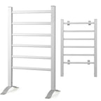 Electric Heated Towel Rack for Bathroom, Silver Color Wall Mounted OR Freestanding Towel Warmer, 6 Stainless Steel Bars Drying Rack