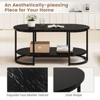 Marble Coffee Table with Open Storage Shelf
