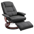 Living Room Relaxation: Black Faux Leather Swivel Recliner with Adjustable Footrest