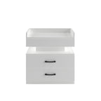 2 Set Nightstand with Adjustable LED Strip Light, 2-drawers, Large Storage Space, Suitable for Bedside Table, Coffee Table, Sofa Side Table or End Table for Study Desk