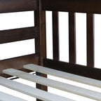 Twin Over Twin Rubber Wood Bunk Bed with 2 Drawers, Convertible into 2 Twin Beds, Twin Size Bunk Bed with Ladder and Safety Guardrails