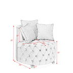 Velvet Upholstered Swivel Chair for Living Room, with Button Tufted Design and Movable Wheels, Including 3 Pillows