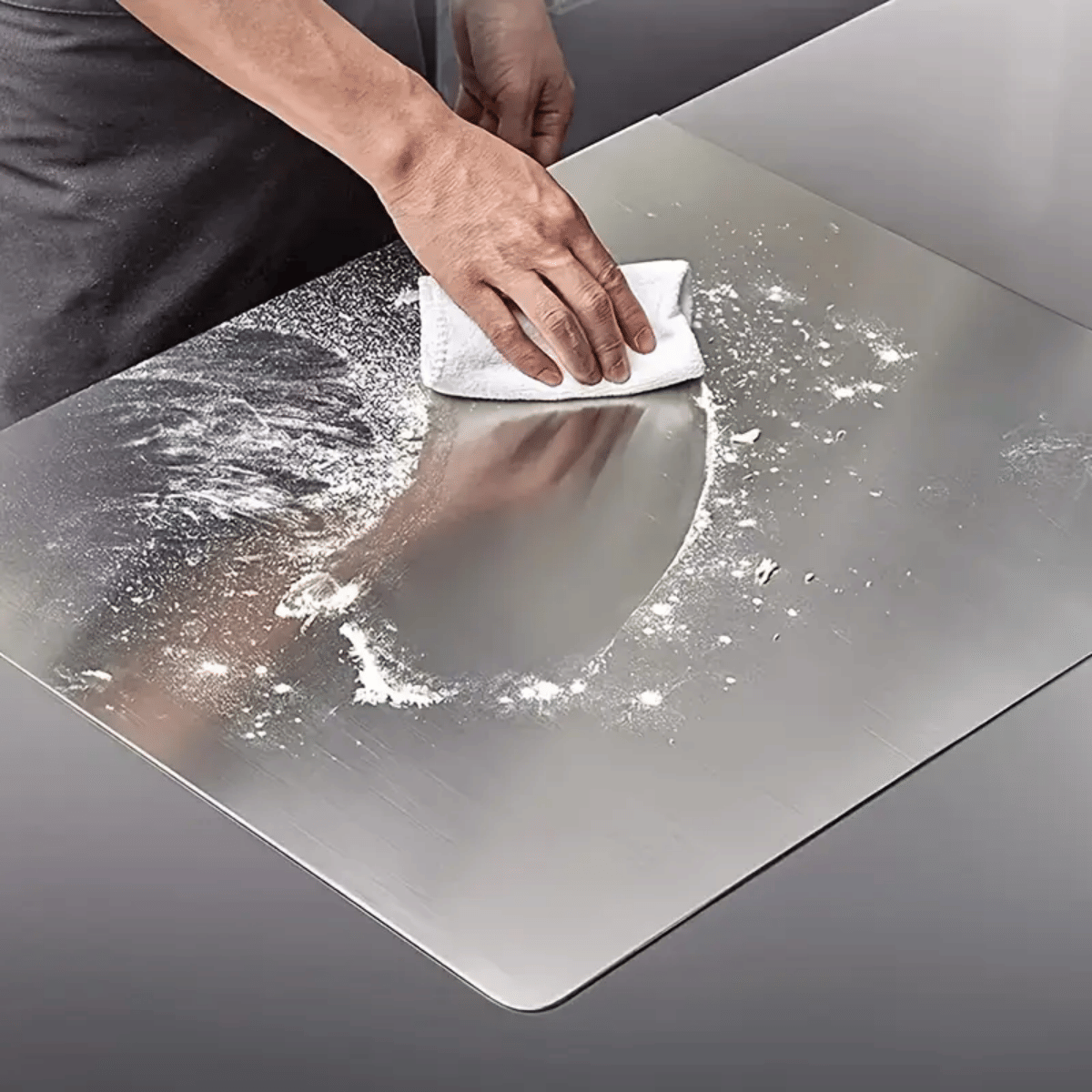 Stainless Steel Cutting Board with Lip for Kitchen Chopping Boards for Countertop Large Metal Cutting Board over Sink Suitable for Meat Fruits Vegetables Bread Noodle and Pizza Bamboo Knives