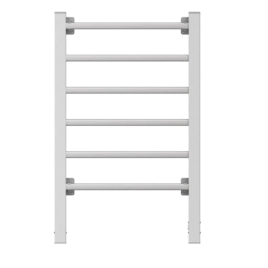 Electric Heated Towel Rack for Bathroom, Silver Color Wall Mounted OR Freestanding Towel Warmer, 6 Stainless Steel Bars Drying Rack
