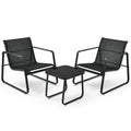 3 Pieces Patio Bistro Furniture Set with Glass Top Table Garden Deck