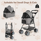 3 in 1 Pet Stroller with Removable Carrier up to 33 lbs