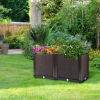 Raised Garden Bed with Self-watering System Rectangle Garden Planter for Garden Patio Balcony Elevated Planter Box for Flowers Vegetables Herbs