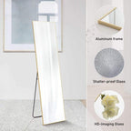 Floor Standing Mirror, Wall Mirror with Stand Aluminum Alloy Thin Frame,21''*64'',Black-rect
