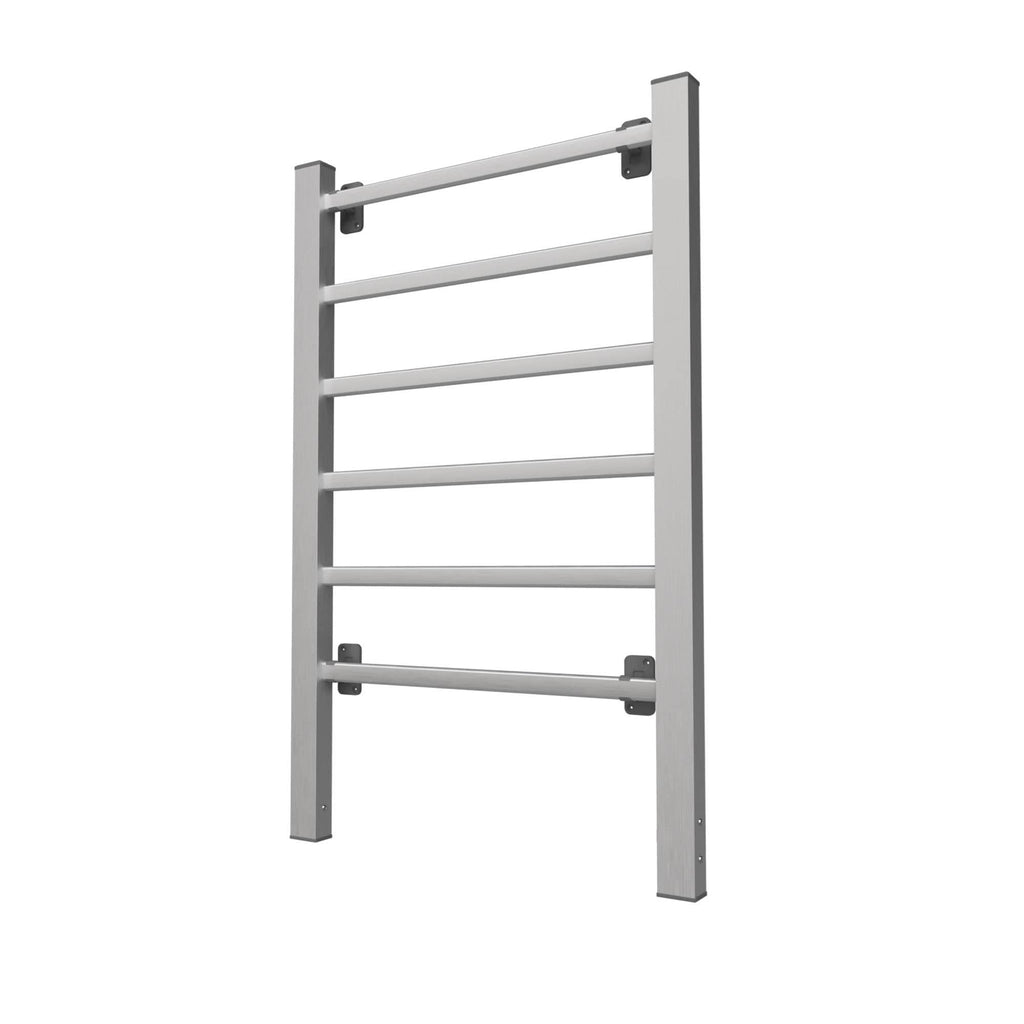 Electric Heated Towel Rack for Bathroom, Silver Color Wall Mounted OR Freestanding Towel Warmer, 6 Stainless Steel Bars Drying Rack