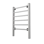 Electric Heated Towel Rack for Bathroom, Silver Color Wall Mounted OR Freestanding Towel Warmer, 6 Stainless Steel Bars Drying Rack