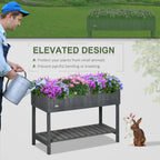 Elevated Planter Box Stand Wooden with 8 Slots and Shelf Dark Grey for Herbs Veggies Flowers