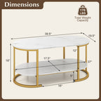 Marble Coffee Table with Open Storage Shelf