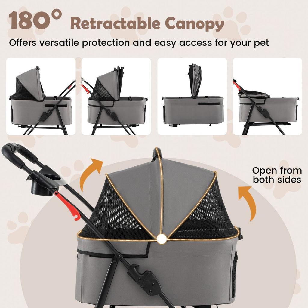 3 in 1 Pet Stroller with Removable Carrier up to 33 lbs