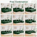 Soft Teddy Fabric Boneless Sofa,No Assembly Required Streamlined Design,Anti-Slip Design 32D High Density Sponge Fits Living Rooms Bedrooms,Green