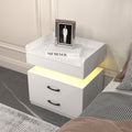 2 Set Nightstand with Adjustable LED Strip Light, 2-drawers, Large Storage Space, Suitable for Bedside Table, Coffee Table, Sofa Side Table or End Table for Study Desk