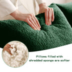 Soft Teddy Fabric Boneless Sofa,No Assembly Required Streamlined Design,Anti-Slip Design 32D High Density Sponge Fits Living Rooms Bedrooms,Green