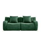 Soft Teddy Fabric Boneless Sofa,No Assembly Required Streamlined Design,Anti-Slip Design 32D High Density Sponge Fits Living Rooms Bedrooms,Green