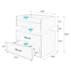 2 Set Nightstand with Adjustable LED Strip Light, 2-drawers, Large Storage Space, Suitable for Bedside Table, Coffee Table, Sofa Side Table or End Table for Study Desk