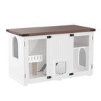 47.25" Large Cat Litter Box Enclosure with LED Light, Hidden Litter Box Furniture, Cat House with Stairs and Cat Scratching Post, Cat Cabinet Side Table with Smart Doors for Living Room