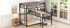 L-shaped Metal Triple Twin Size Bunk Bed