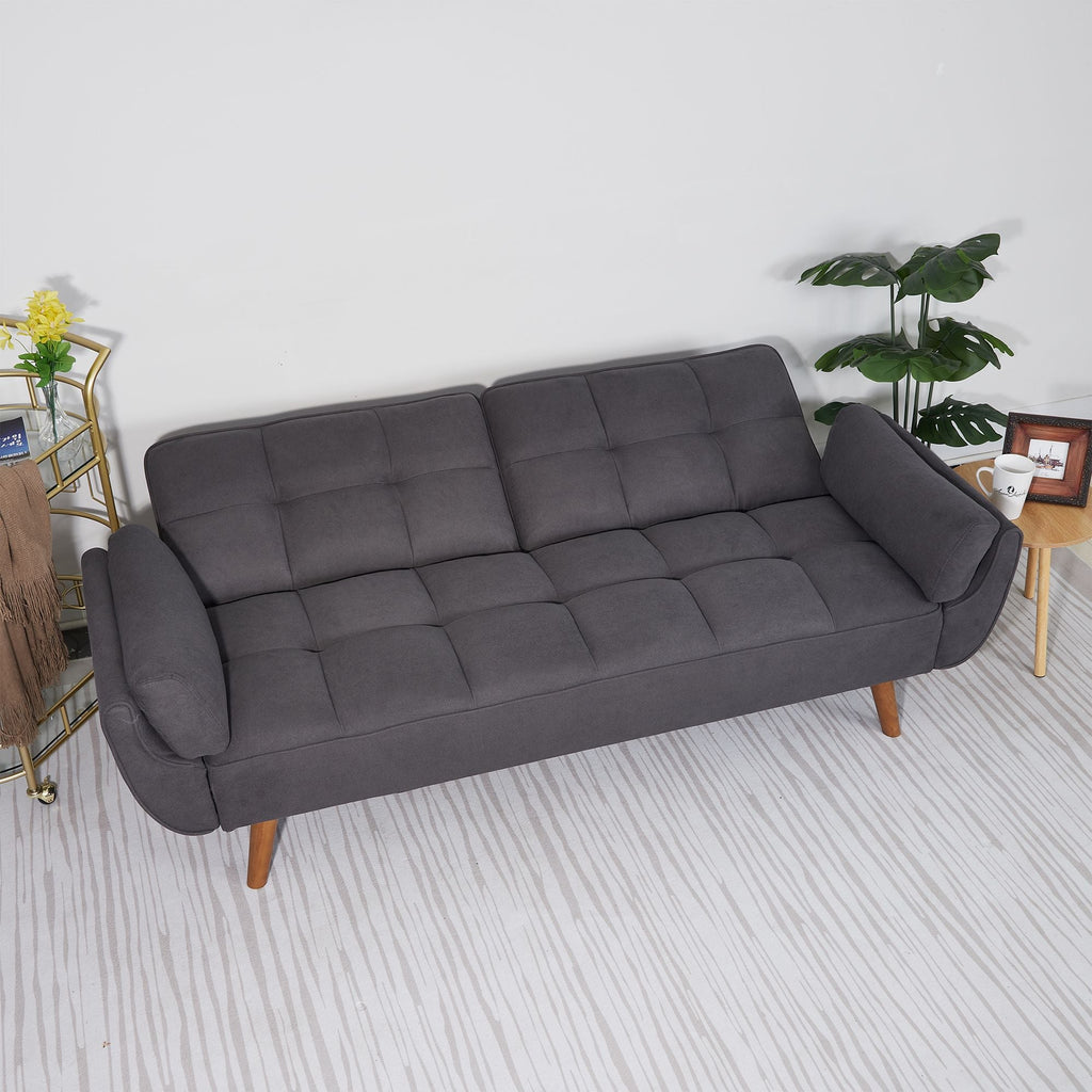 75" Flared Arm Convertible Sleeper Sofa-Dark Gray