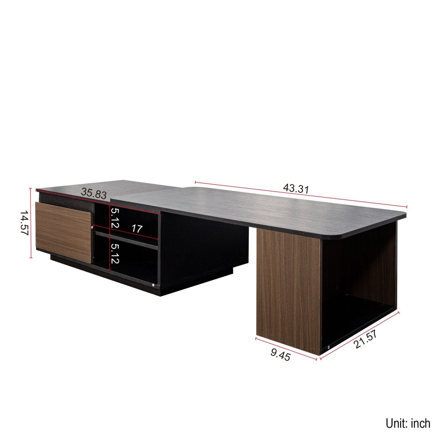 Versatile Extendable Wood Coffee Table with Adjustable Length & Dual Storage Drawers for Modern Living Rooms