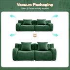 Soft Teddy Fabric Boneless Sofa,No Assembly Required Streamlined Design,Anti-Slip Design 32D High Density Sponge Fits Living Rooms Bedrooms,Green