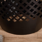 12.5" Steel Outdoor Side Table, Round Hollow Drum Patio End Table, Accent Table for Indoor and Outdoor, Black